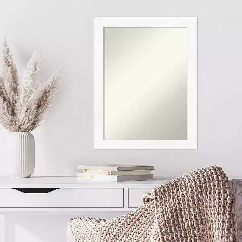 Specchio da parete 53,3 x 68,6 cm non smussato con cornice stretta bianca