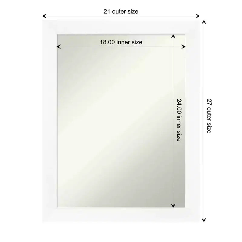 Specchio da parete 53,3 x 68,6 cm non smussato con cornice stretta bianca