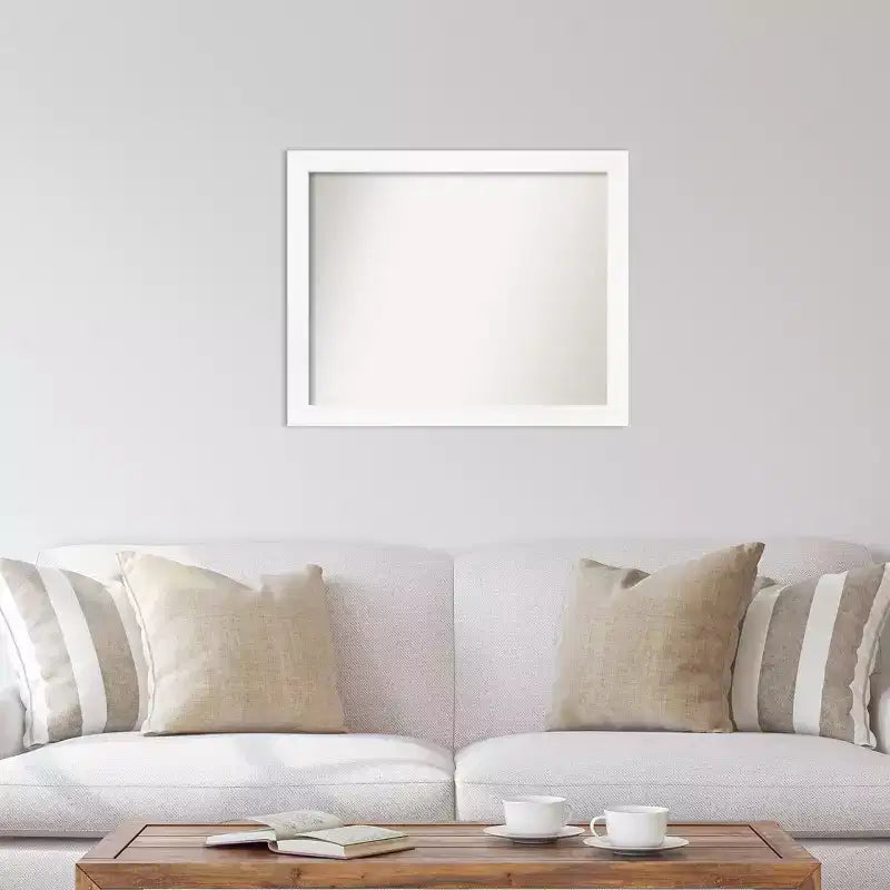 Specchio da parete 31" x 25" non bisellato con cornice stretta bianca