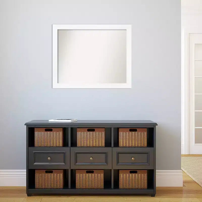 Specchio da parete 31" x 25" non bisellato con cornice stretta bianca
