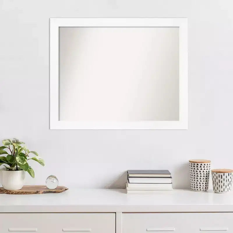 Specchio da parete 31" x 25" non bisellato con cornice stretta bianca