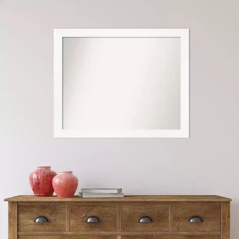 Specchio da parete 31" x 25" non bisellato con cornice stretta bianca