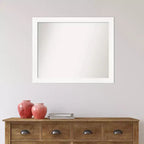Specchio da parete 31" x 25" non bisellato con cornice stretta bianca