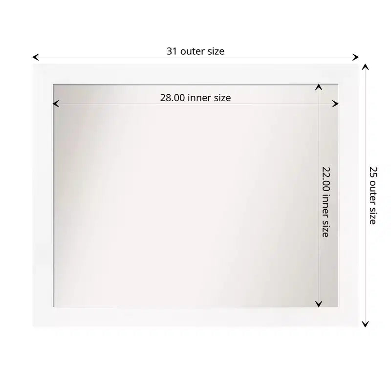 Specchio da parete 31" x 25" non bisellato con cornice stretta bianca