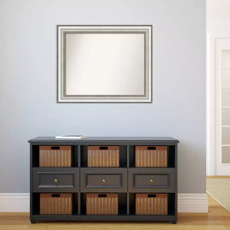Specchio da parete rettangolare incorniciato 33" x 27" – Argento spazzolato