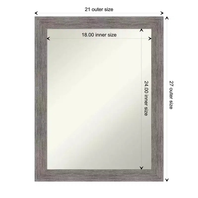 Specchio da parete rettangolare con cornice a righe grigie, 21,5" x 27,5"