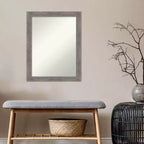 Specchio da parete rettangolare con cornice a righe grigie, 21,5" x 27,5"