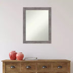 Specchio da parete rettangolare con cornice a righe grigie, 21,5" x 27,5"