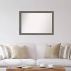 Specchio da parete rettangolare con cornice in legno grigio, 39,5 x 27,5 pollici
