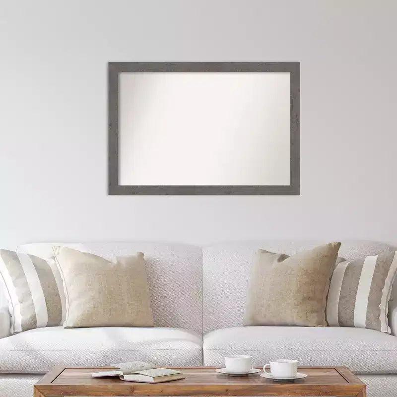 Specchio da parete rettangolare con cornice in legno grigio, 39,5 x 27,5 pollici
