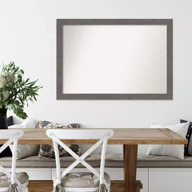 Specchio da parete rettangolare con cornice in legno grigio, 39,5 x 27,5 pollici