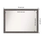 Specchio da parete rettangolare con cornice in legno grigio, 39,5 x 27,5 pollici