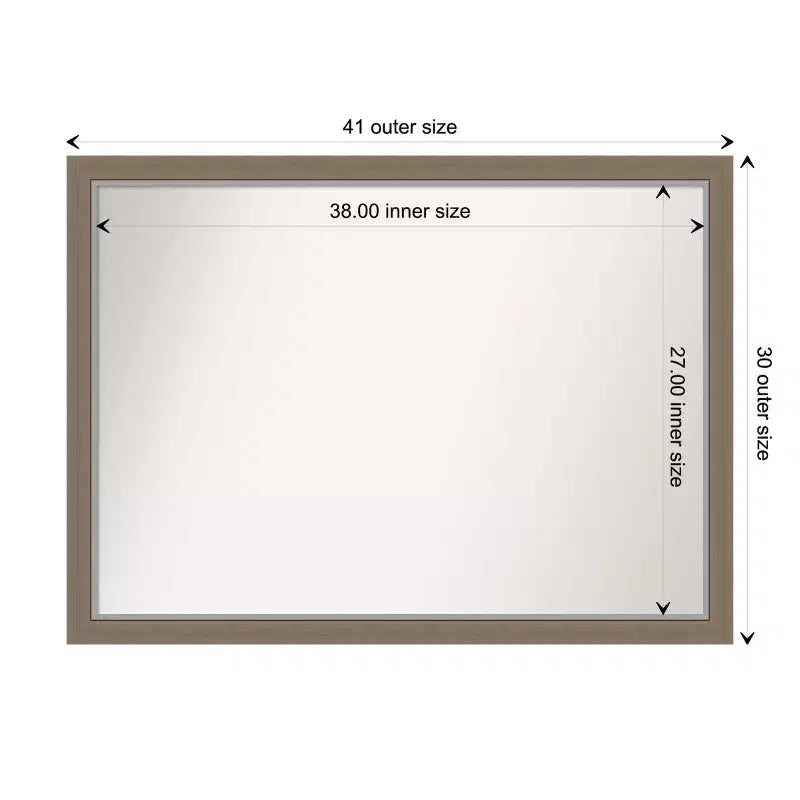 Specchio da parete rettangolare per bagno 104 x 76 cm con cornice stretta marrone