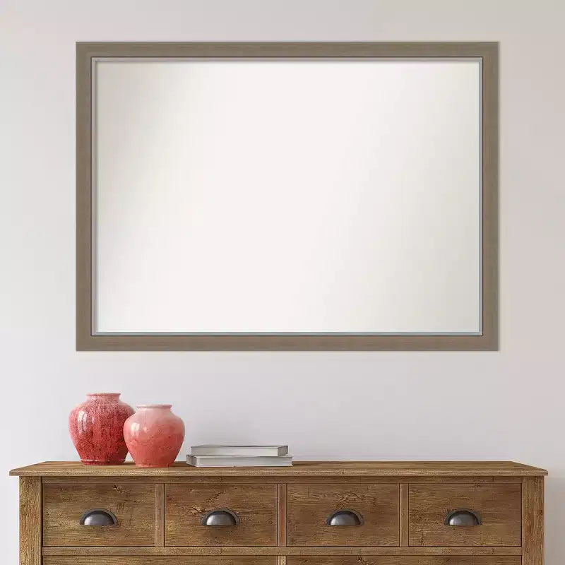 Specchio da parete rettangolare per bagno 104 x 76 cm con cornice stretta marrone