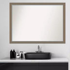 Specchio da parete rettangolare per bagno 104 x 76 cm con cornice stretta marrone