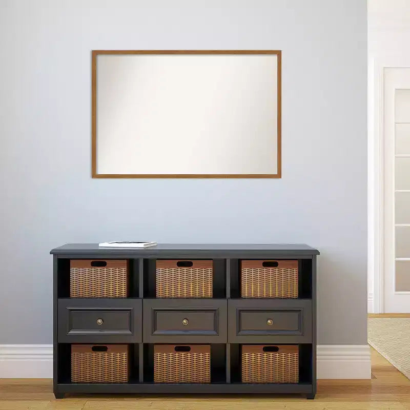 Specchio da parete rettangolare con cornice in legno 37" x 25" con accessori per il montaggio