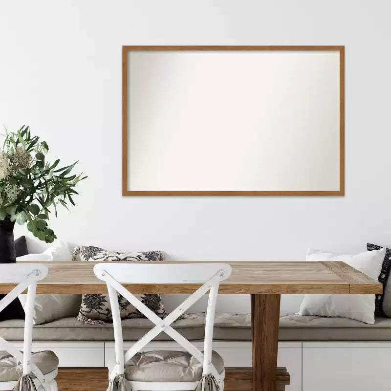 Specchio da parete rettangolare con cornice in legno 37" x 25" con accessori per il montaggio