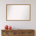 Specchio da parete rettangolare con cornice in legno 37" x 25" con accessori per il montaggio