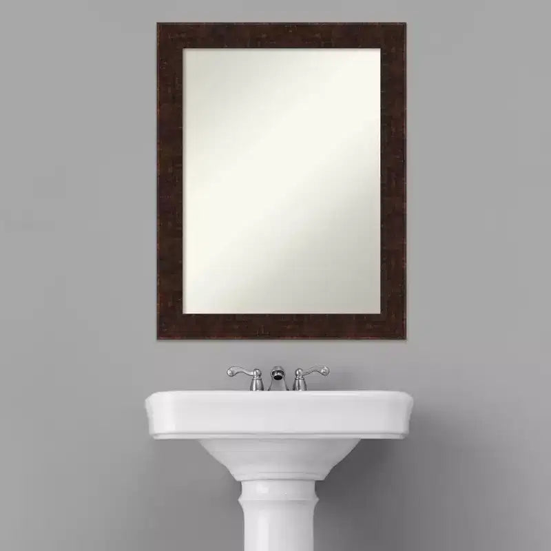 Specchio da parete per bagno con cornice 22" x 28" – Rettangolare, color bronzo, da parete