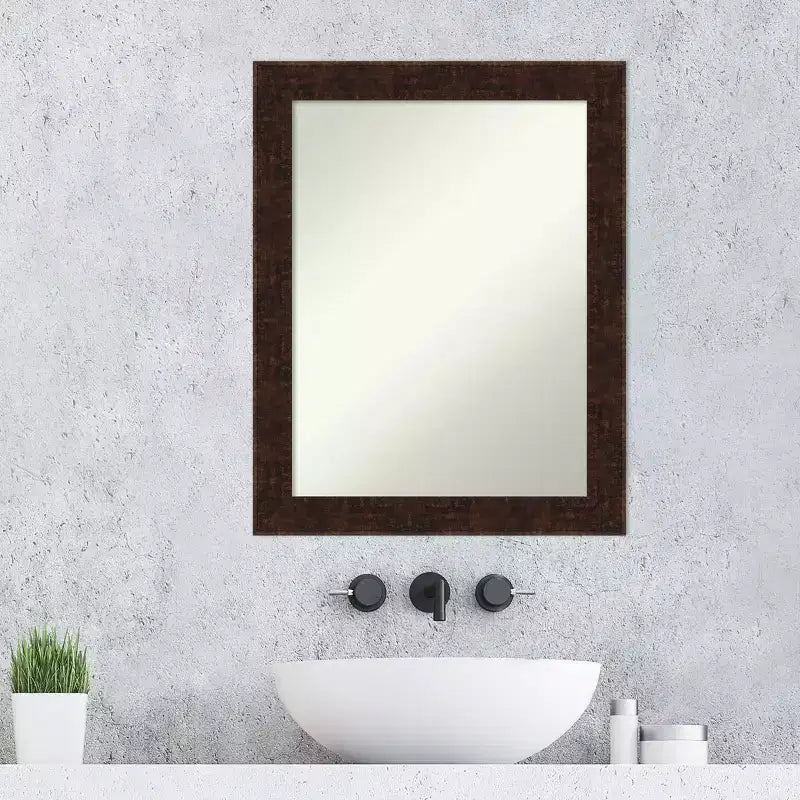 Specchio da parete per bagno con cornice 22" x 28" – Rettangolare, color bronzo, da parete