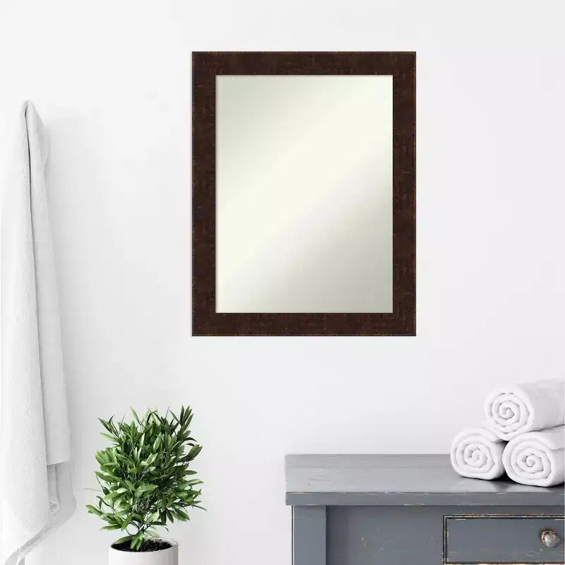 Specchio da parete per bagno con cornice 22" x 28" – Rettangolare, color bronzo, da parete
