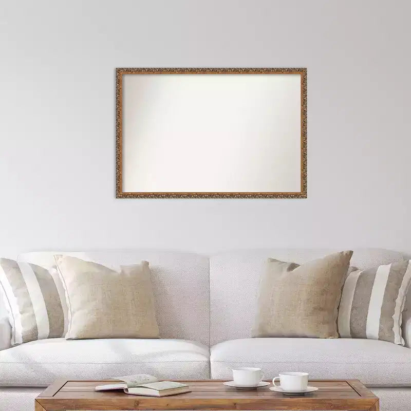 Specchio da parete rettangolare in legno 38" x 26" con cornice in bronzo anticato