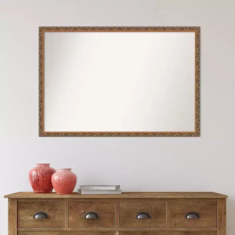 Specchio da parete rettangolare in legno 38" x 26" con cornice in bronzo anticato