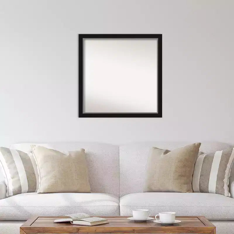 Specchio da parete quadrato con cornice stretta nera e argento da 29" x 29"
