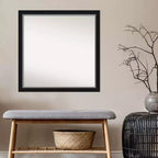 Specchio da parete quadrato con cornice stretta nera e argento da 29" x 29"