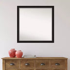 Specchio da parete quadrato con cornice stretta nera e argento da 29" x 29"