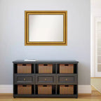 Specchio da parete rettangolare incorniciato per bagno, 33,75 x 27,75 pollici, cornice dorata