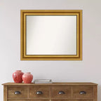 Specchio da parete rettangolare incorniciato per bagno, 33,75 x 27,75 pollici, cornice dorata