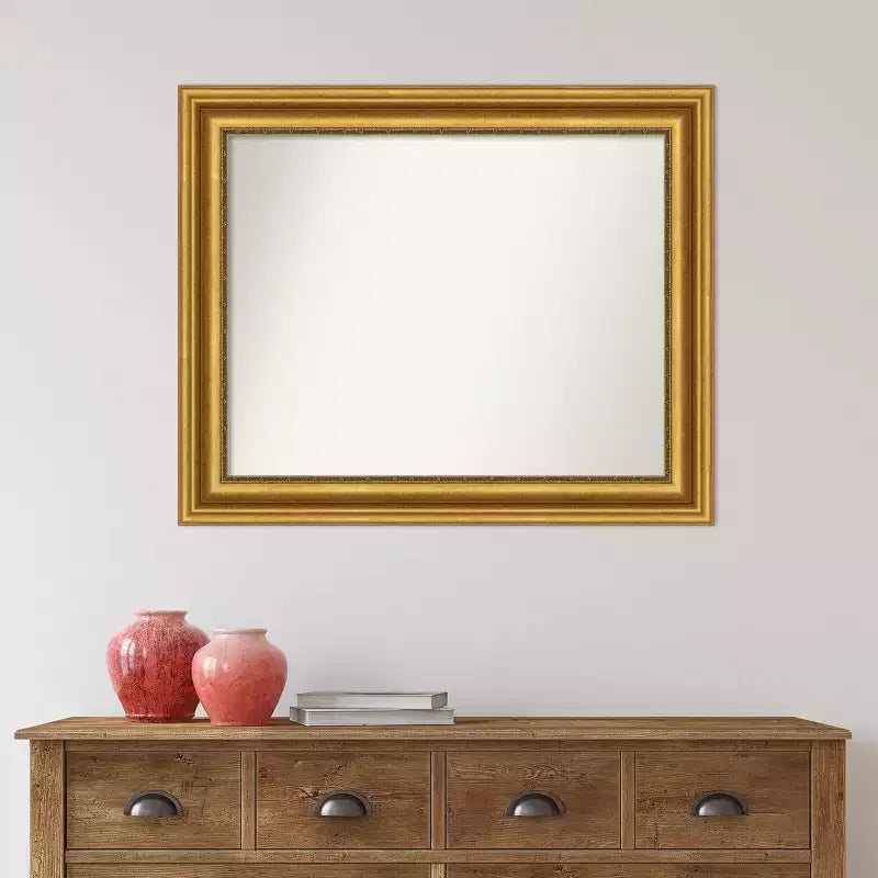 Specchio da parete rettangolare incorniciato per bagno, 33,75 x 27,75 pollici, cornice dorata