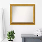 Specchio da parete rettangolare incorniciato per bagno, 33,75 x 27,75 pollici, cornice dorata