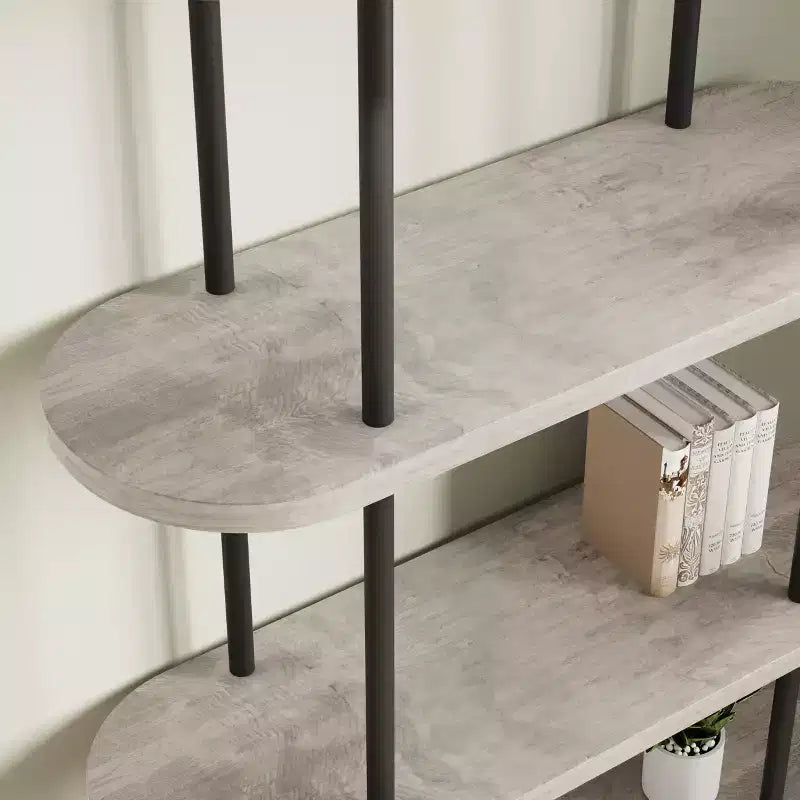 Libreria ad arco a 5 ripiani con struttura in metallo