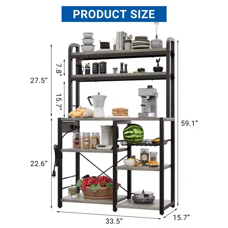 Scaffale da cucina a 6 livelli con prese di corrente integrate