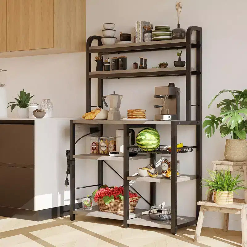Scaffale da cucina a 6 livelli con prese di corrente integrate