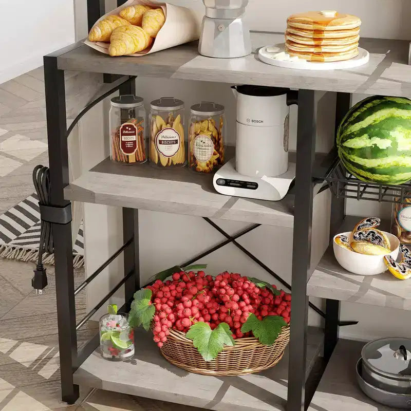 Scaffale da cucina a 6 livelli con prese di corrente integrate