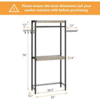 Scaffale Portaoggetti Sopra-Lavatrice con Ganci per Asciugatura, Organizer Regolabile a 4 Ripiani (Grigio/Nero)