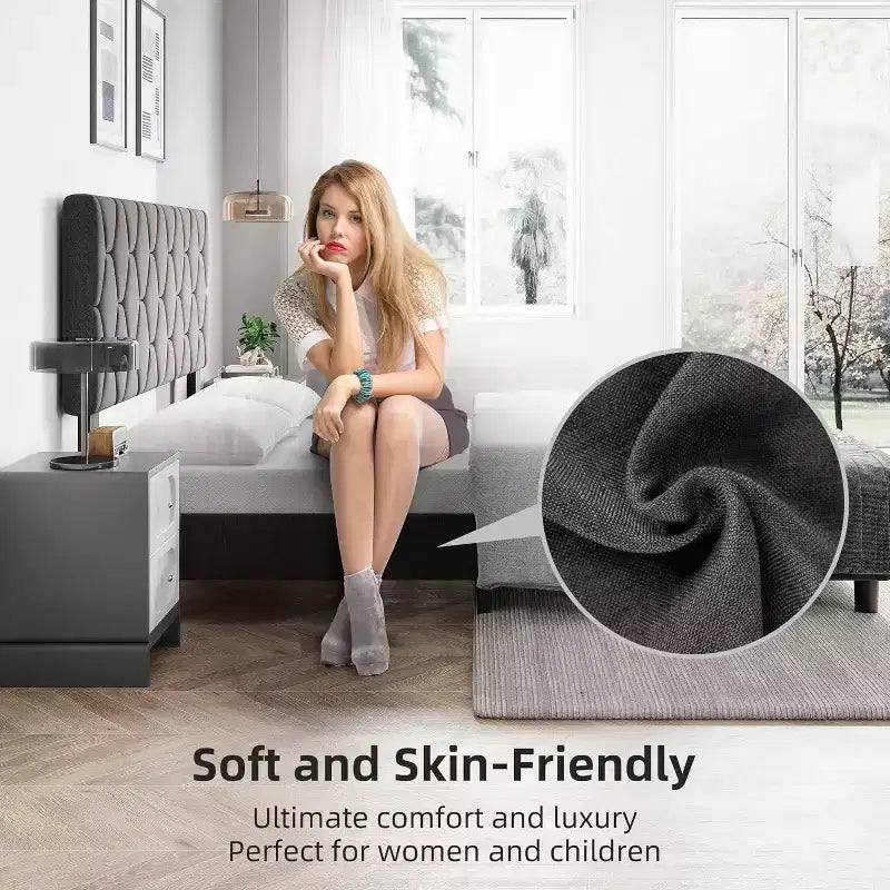Letto imbottito con piattaforma - Queen Size con testiera e doghe in legno