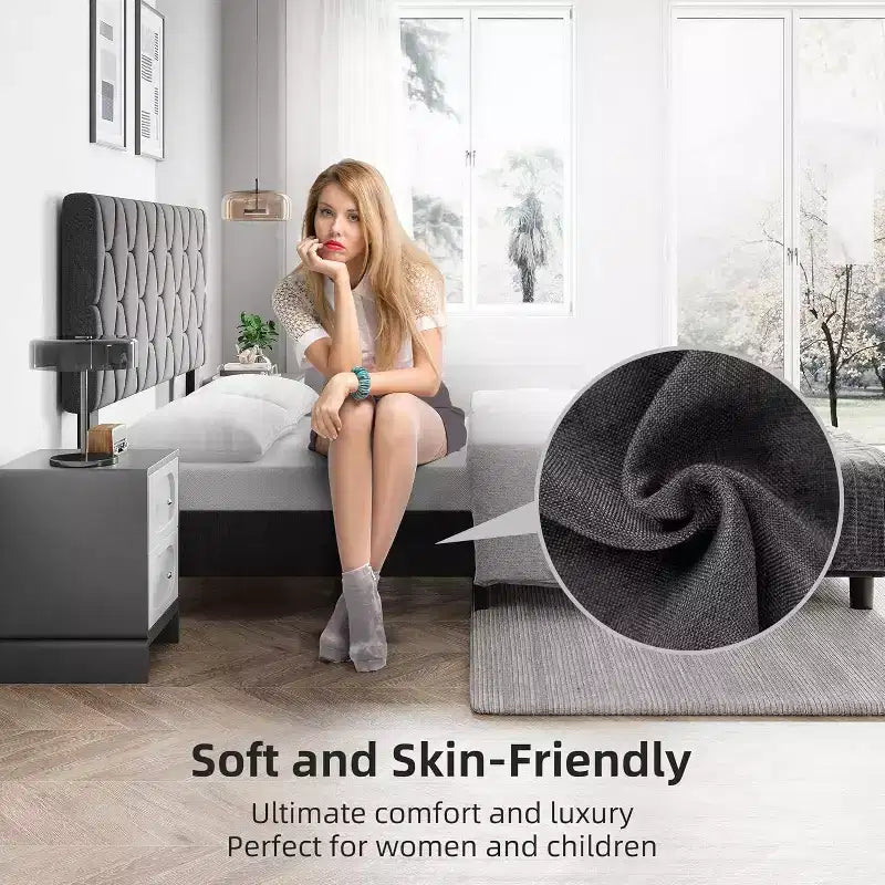 Letto imbottito con piattaforma - Queen Size con testiera e doghe in legno