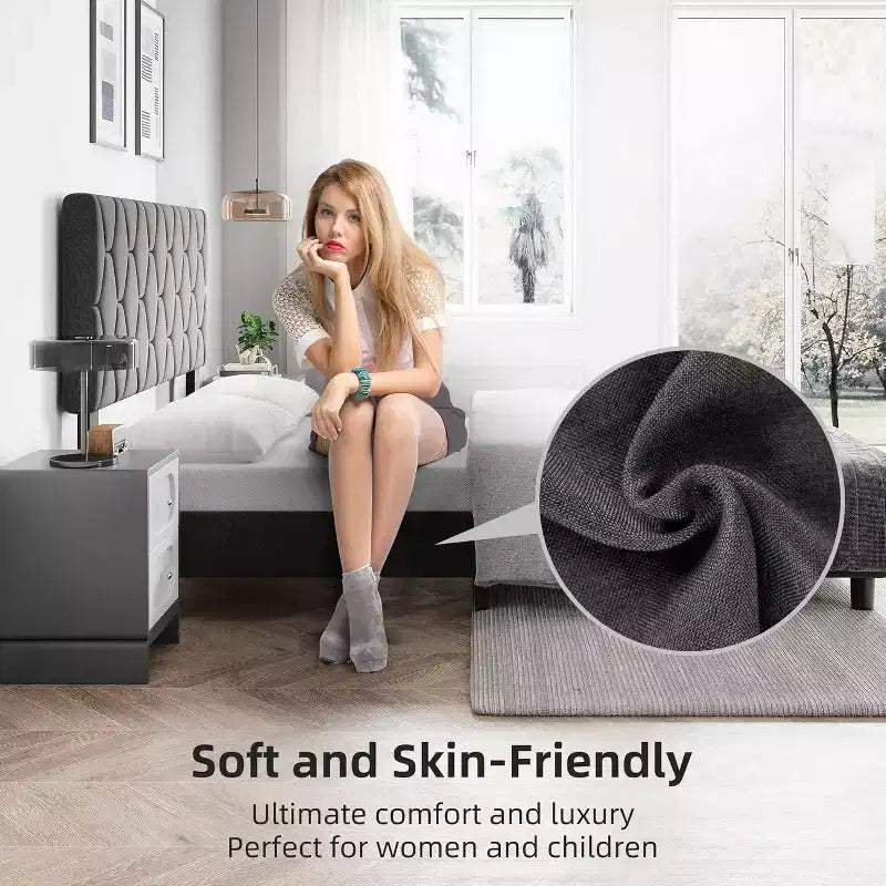Letto imbottito con piattaforma - Queen Size con testiera e doghe in legno