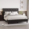 Letto imbottito con piattaforma - Queen Size con testiera e doghe in legno