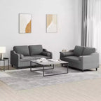 Set divanetto a 2 posti imbottito – Tessuto grigio scuro con telaio in metallo