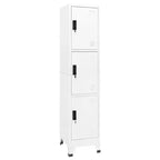 Armadio spogliatoio a 3 ante in acciaio – 180 cm H, bianco opaco