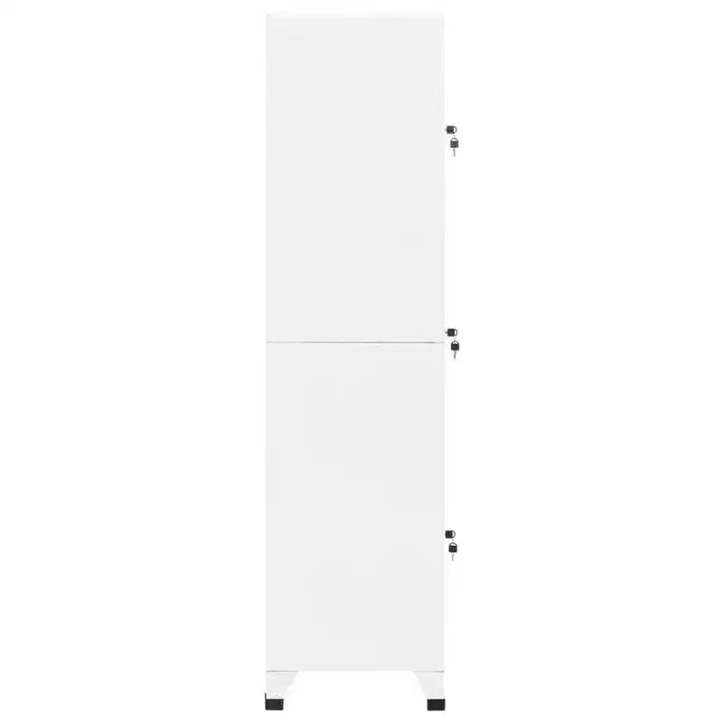 Armadio spogliatoio a 3 ante in acciaio – 180 cm H, bianco opaco