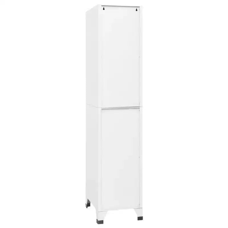 Armadio spogliatoio a 3 ante in acciaio – 180 cm H, bianco opaco