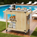 Carrello da esterno per barbecue e isola cucina su ruote con ripiano in acciaio inossidabile