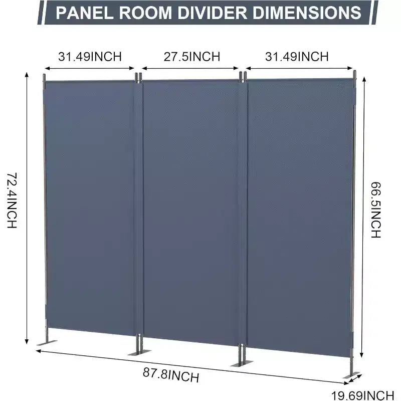 Divisorio pieghevole a 3 pannelli da 180 cm con struttura in ferro – Grigio