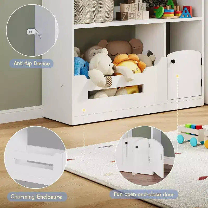 Libreria per bambini a 3 ripiani con luce a sensore di movimento